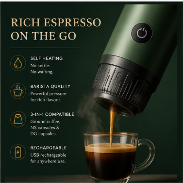 First Pour™ Espresso Pro | Self-Heating Portable Coffee Maker